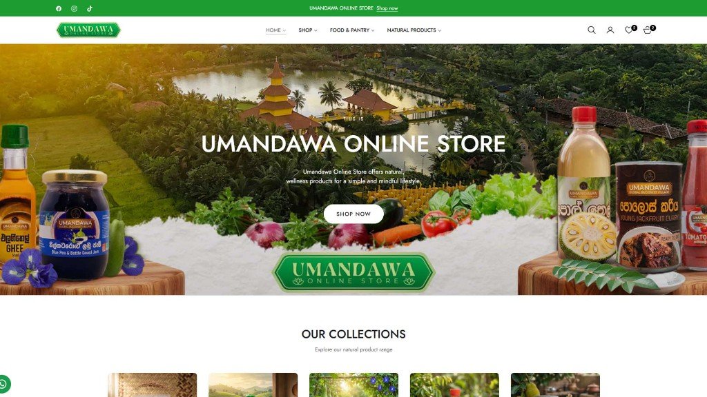 Umandawa Online Store, redesigned Shopify homepage